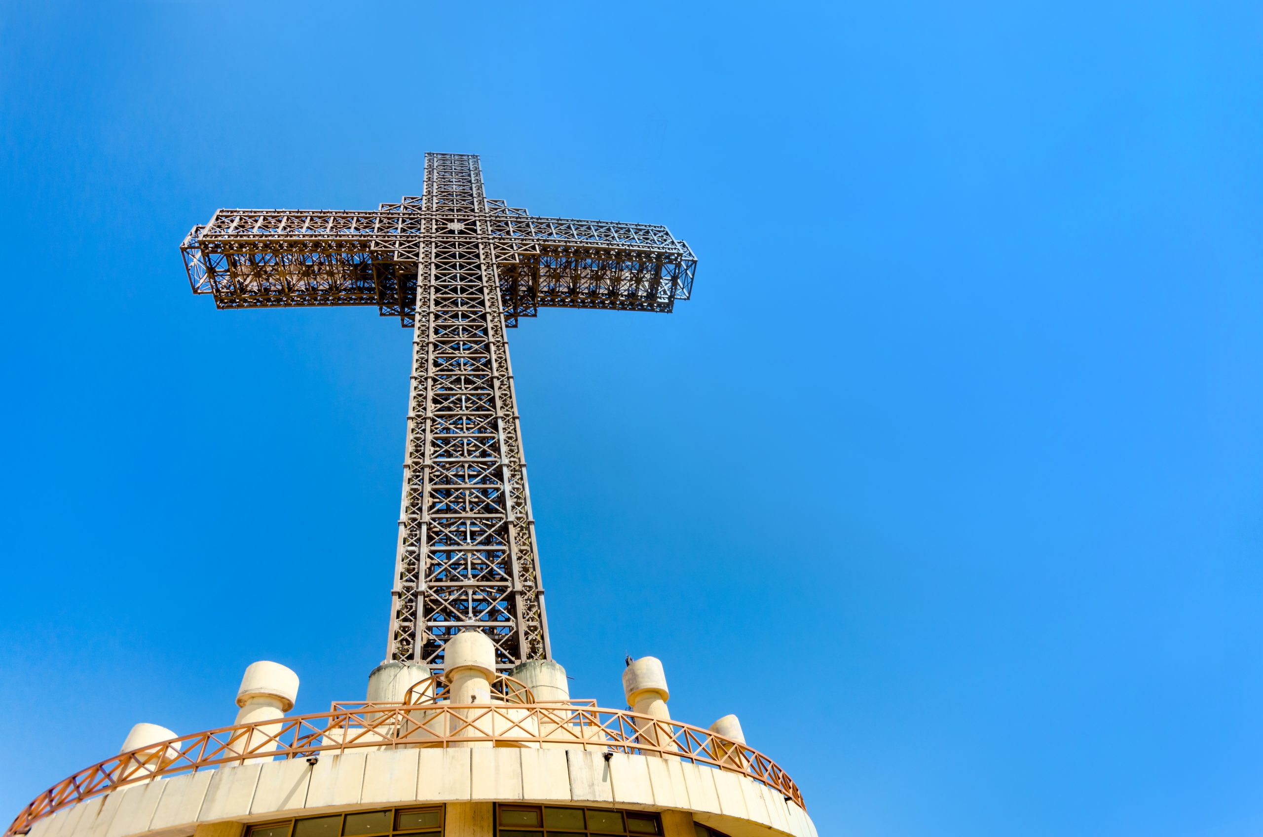 Millennium Cross on a top of the Vodno mountain hill above Skopje, Macedonia