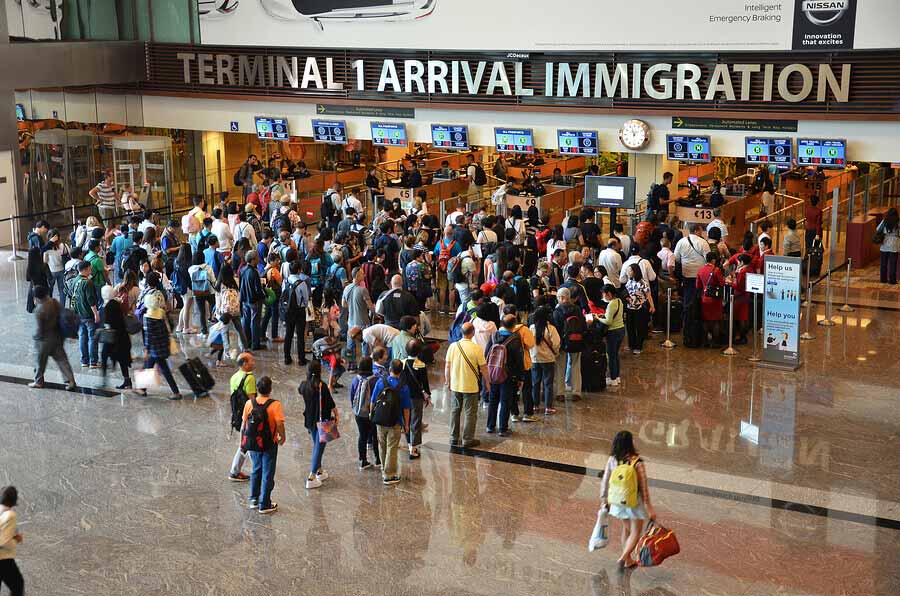 View Of Immigration Control At Changi International Airport