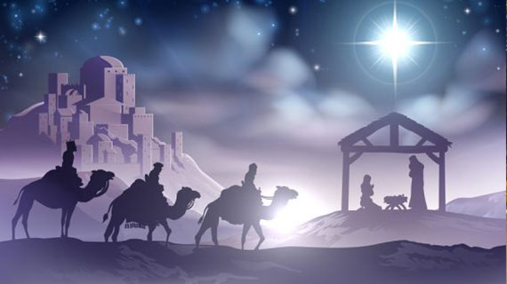 Traditional Christian Christmas Nativity Scene of baby Jesus