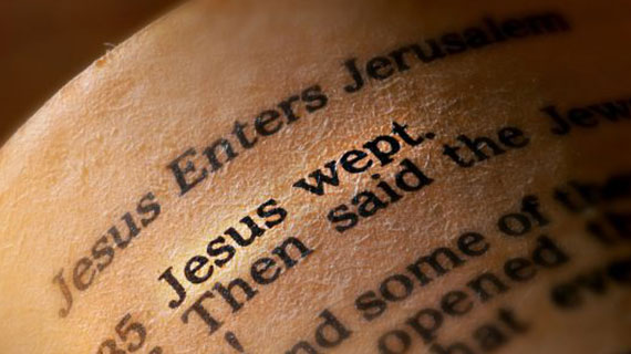 A close-up shot of the shortest verse in the bible