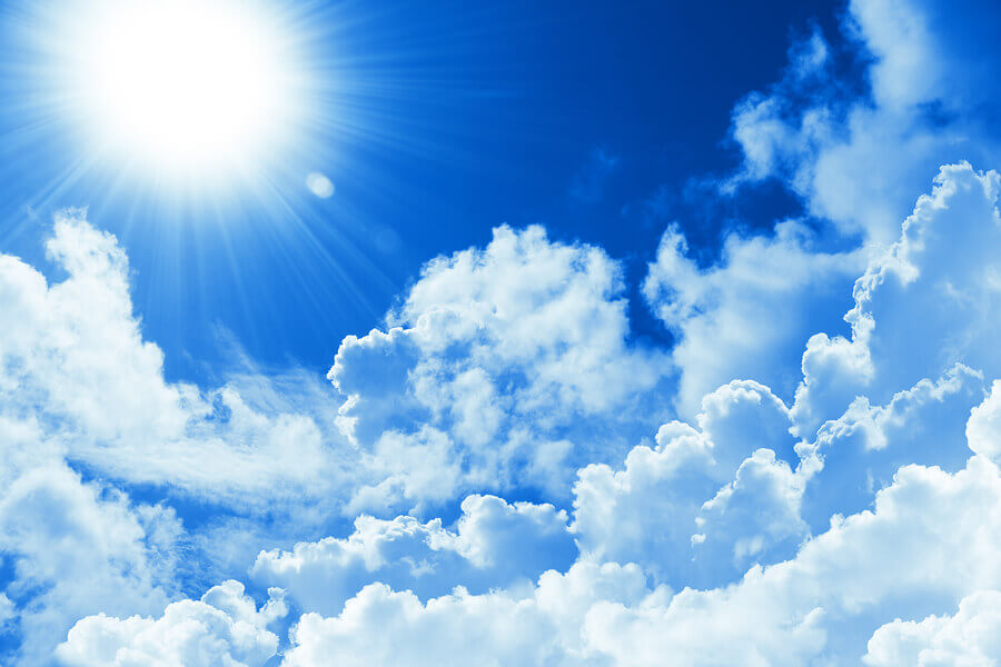 Beautiful Blue Sky White Cloud And Sunshine