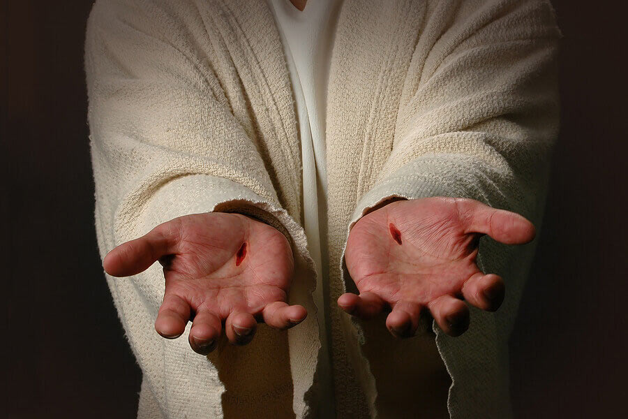 The Hands of Jesus showing scars